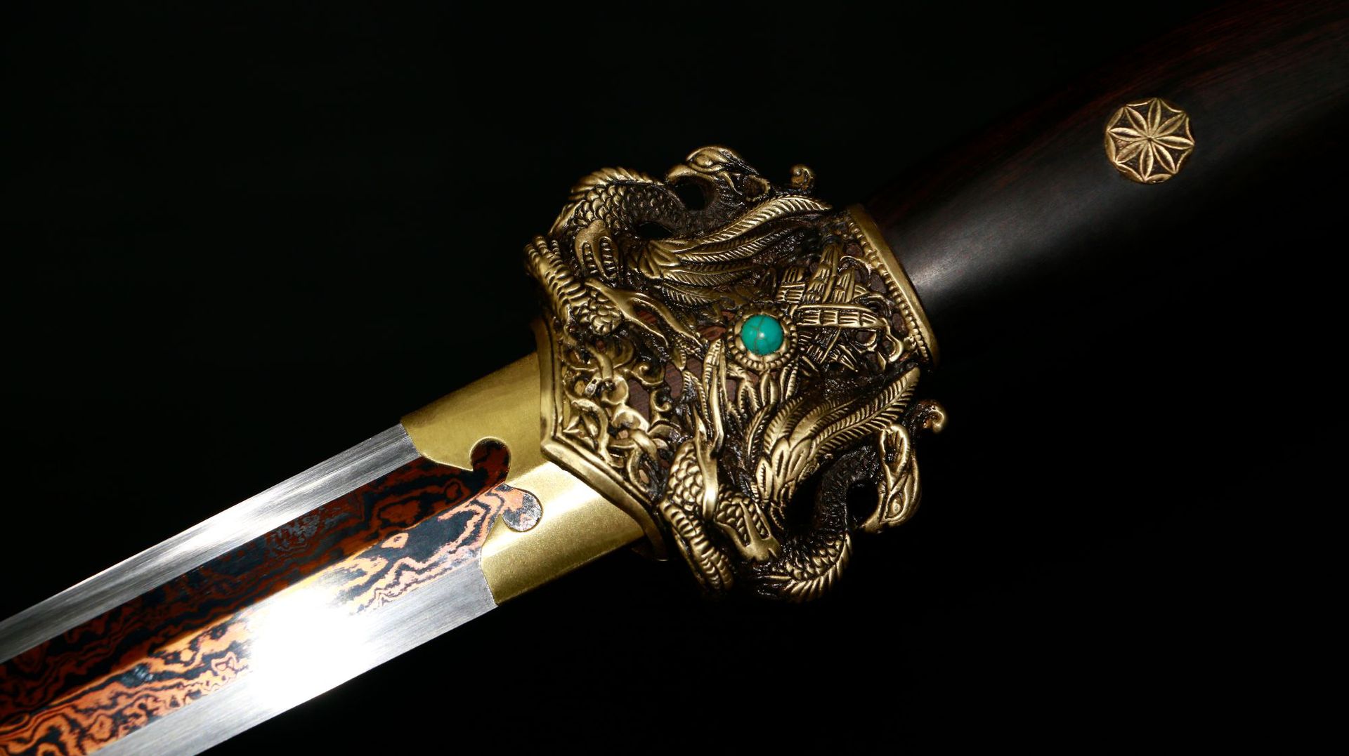 龙泉市刀剑花纹钢工艺宝剑手工锻打一体唐剑清剑防身冷兵器未开刃