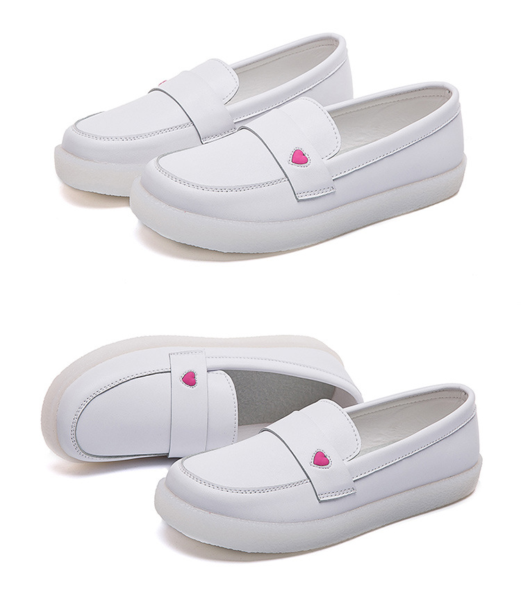 大码白衣天使鞋加绒女护士韩版休闲白色防滑爱心套脚豆豆鞋独立站