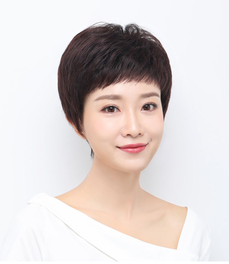 工厂现货精修女士发型假发女短发短卷发纹理发轻薄透气商务全头套
