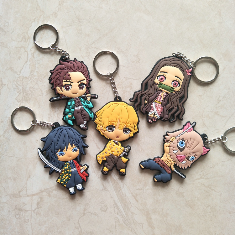 Anime Peripheral Kimetsu No Yaiba Keychain Cartoon Hanging Ornaments Personality Bag Pendant Activity Gift