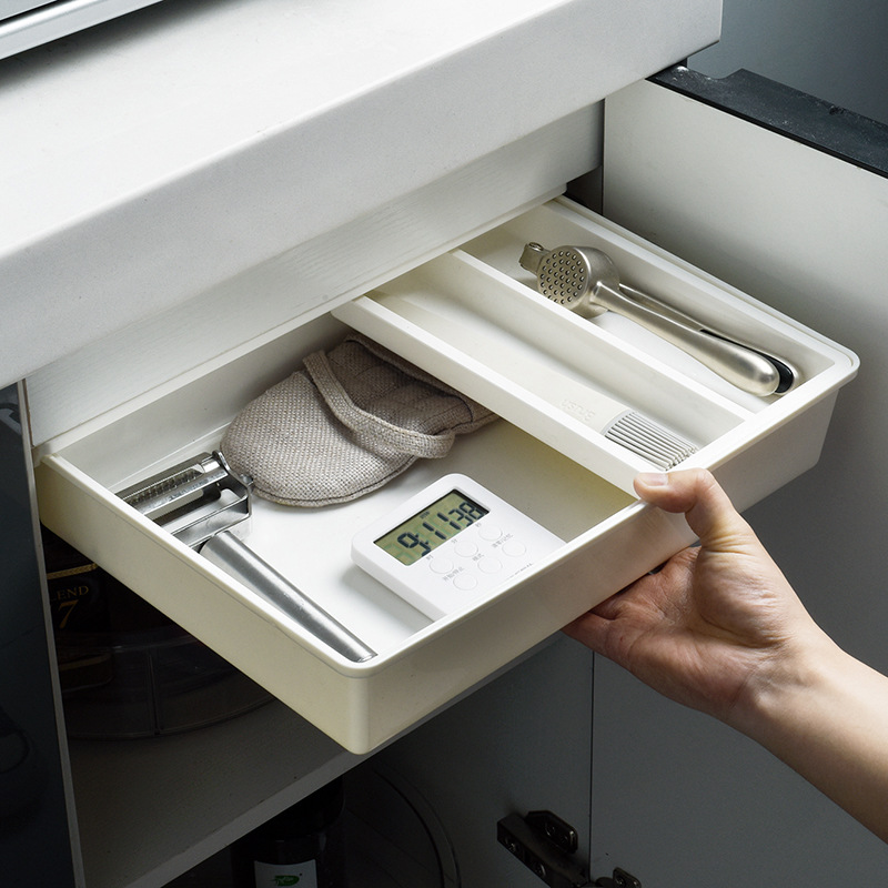 Japanese-Style Punch-Free Adhesive Cabinet under Table Drawer Box Hanging Hidden Box under Table Drawer under Table Storage Box