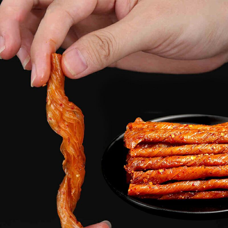 现货馋嘴功130g粗恋豆筋豆制品豆腐干相思卷辣条素肉鱼仔厂家