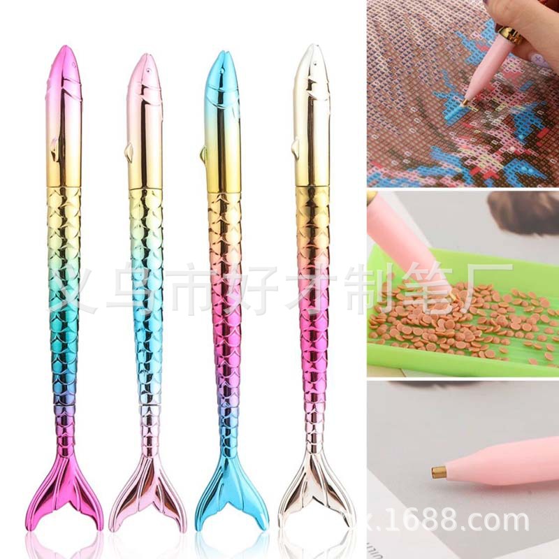 5D Diamond Painting Tools Point Drill Pen Cartoon Mermaid Spot Drill Tools Diamond Sticker Cross Stitch Nail Art Rhinestones Picking Pen