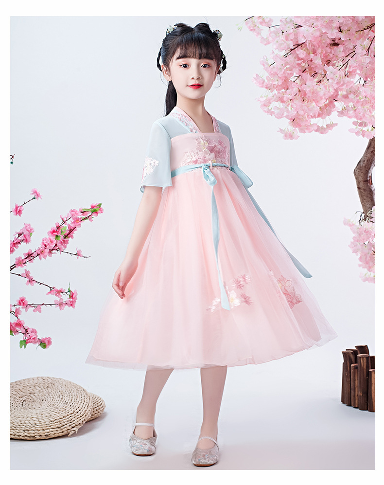 新款儿童汉服汉元素夏季女童古装汉服超仙纱裙儿童中国风齐胸襦裙