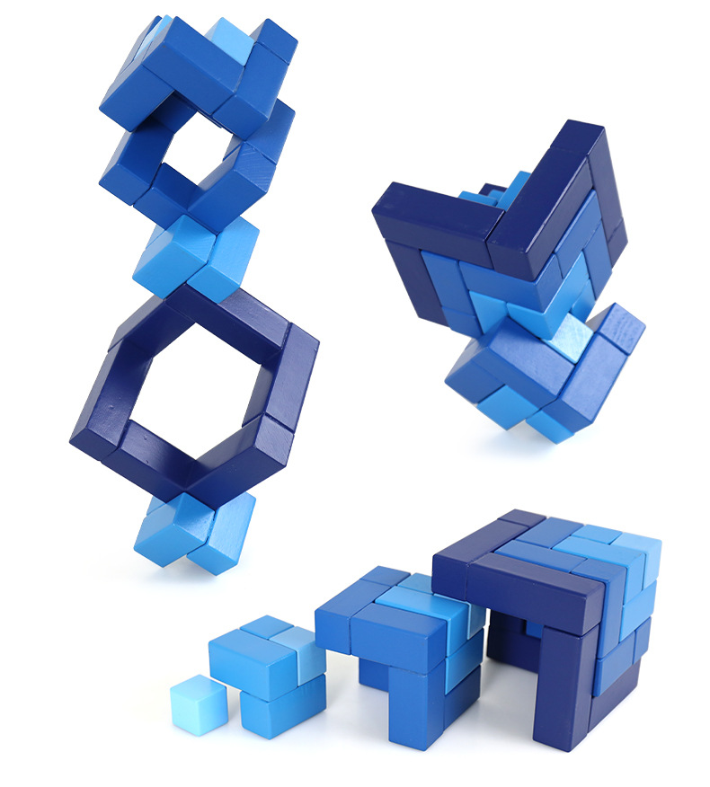 榉木经典立方体百变创意拼装益智积木叠叠高儿童早教玩具3岁以上