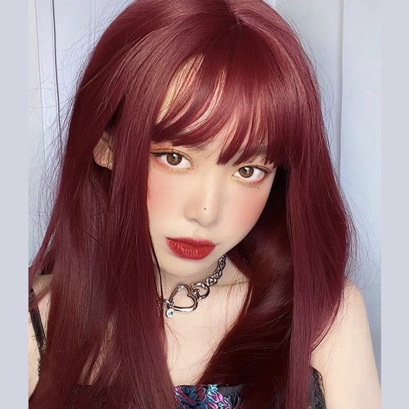 好物种草雾霾蓝假发女中长直发烟灰蓝化纤假发头套速卖通货源厂家