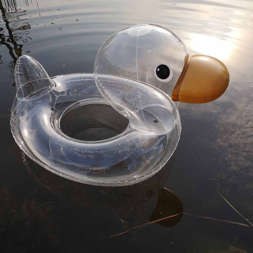 厂家现货 充气透明鸭子游泳圈 pvc儿童充气泳圈戏水座圈一件代发