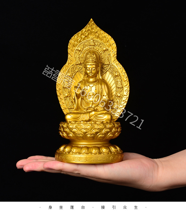 结善缘观音佛像摆件观世音菩萨佛像供奉居家客厅装饰佛光普照