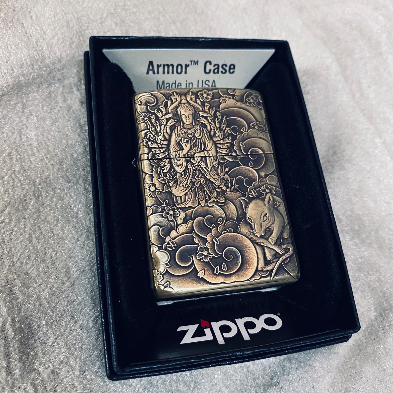 metalfire原创zippodiy打火机创意定制十二生肖鼠本命佛千手观音