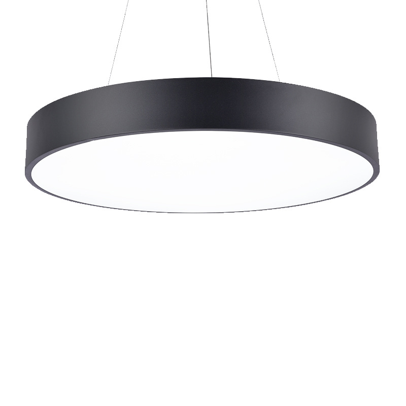 led圆形吊灯简约现代黑色白色实心空心圆创意环形办公室工作室灯