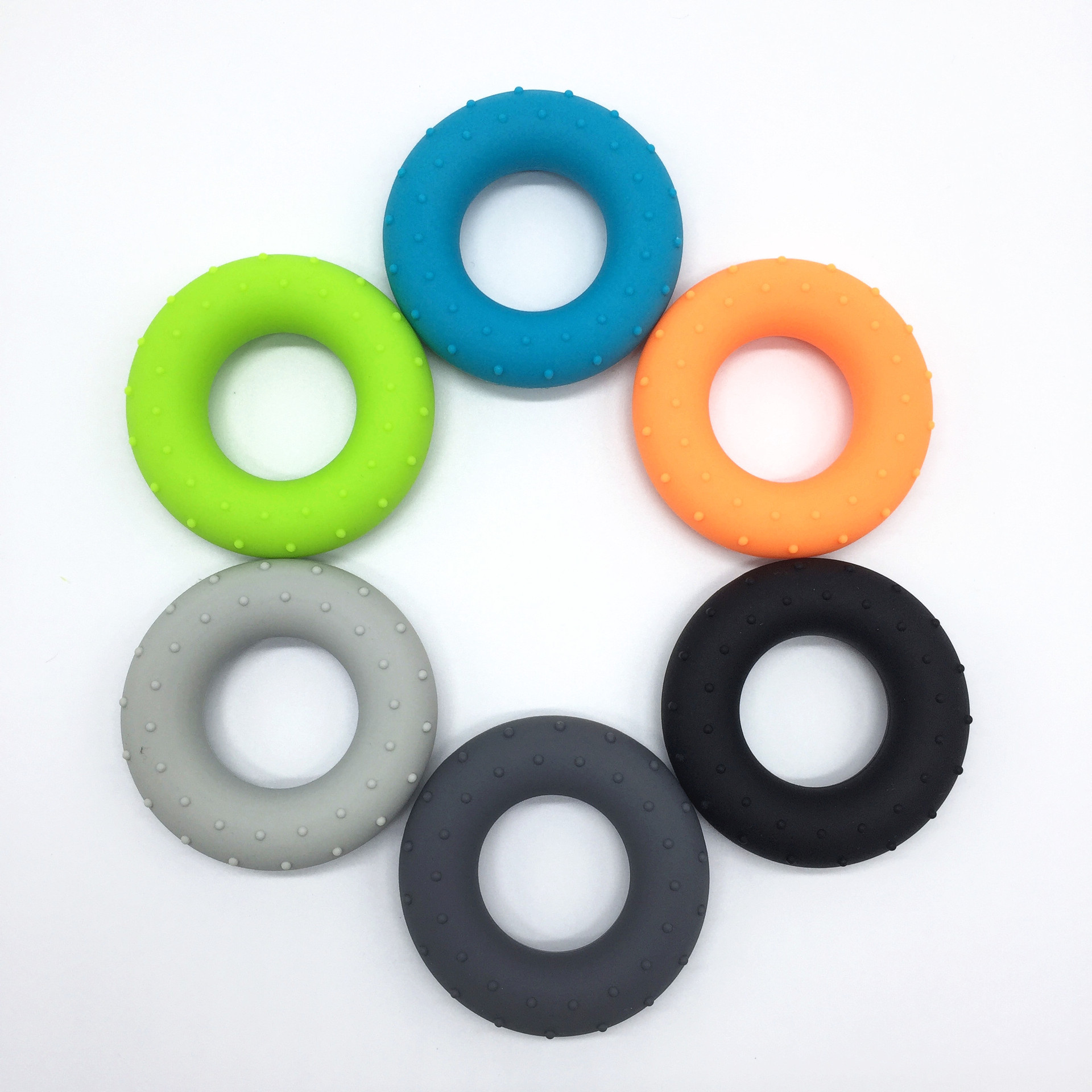 硅胶凸点握力圈 o型健身圈波点手部按摩圈握力器套装