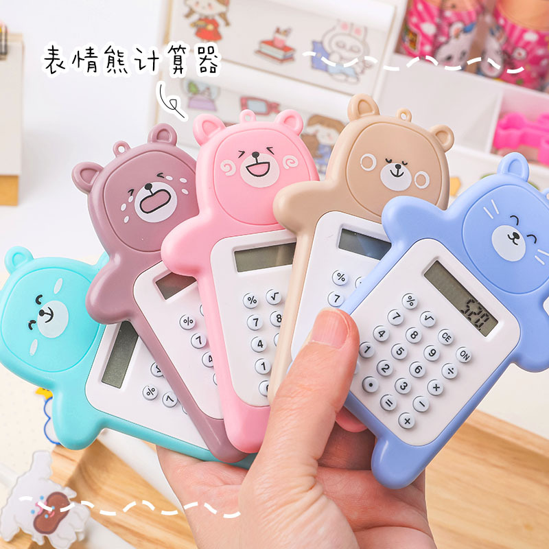 cartoon cute bear calculator korean fashion mini-portable small calculator portable primary school student computer