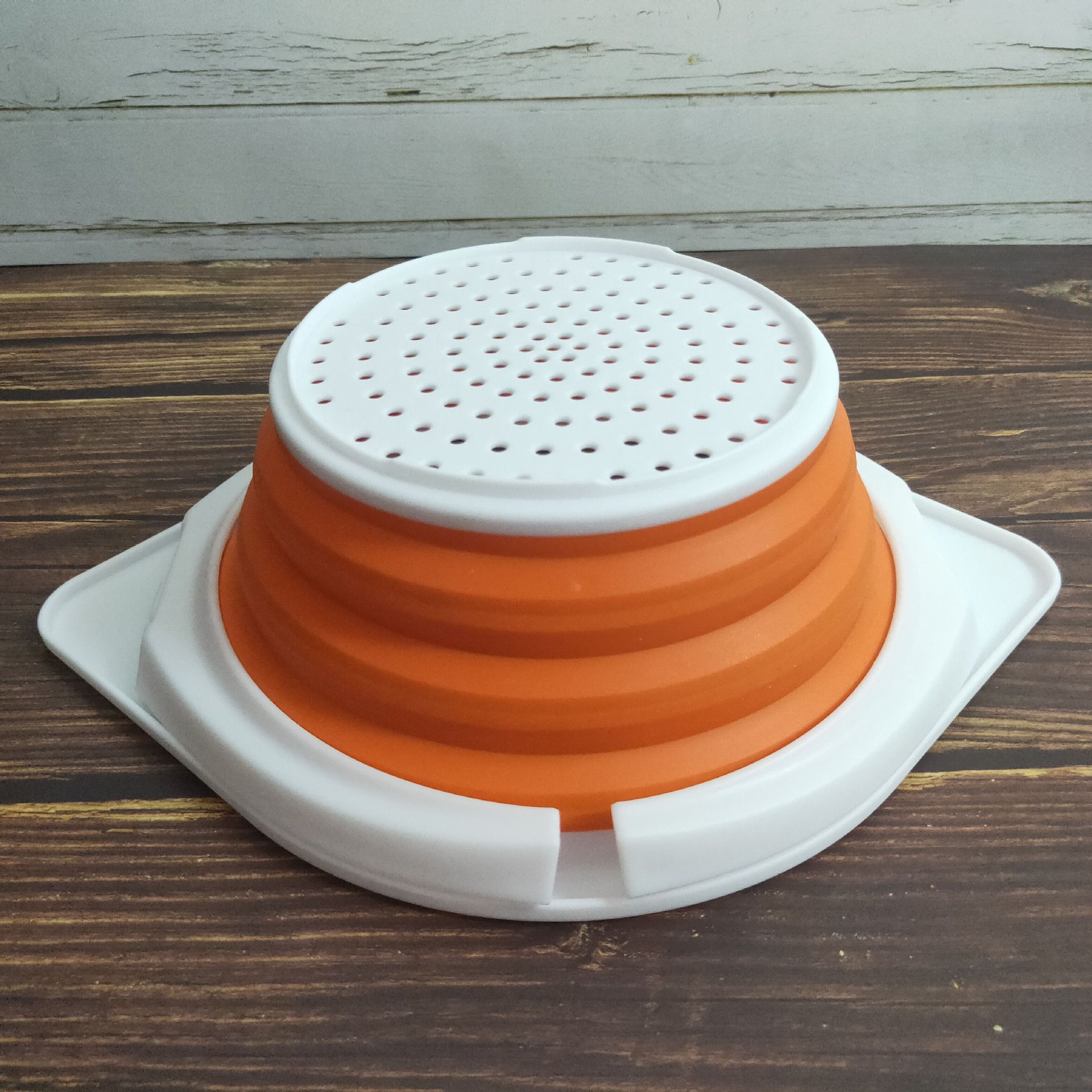 新款折叠脚沥水篮硅胶伸缩水果篮洗菜盆洗果盘多功能厨房收纳筐