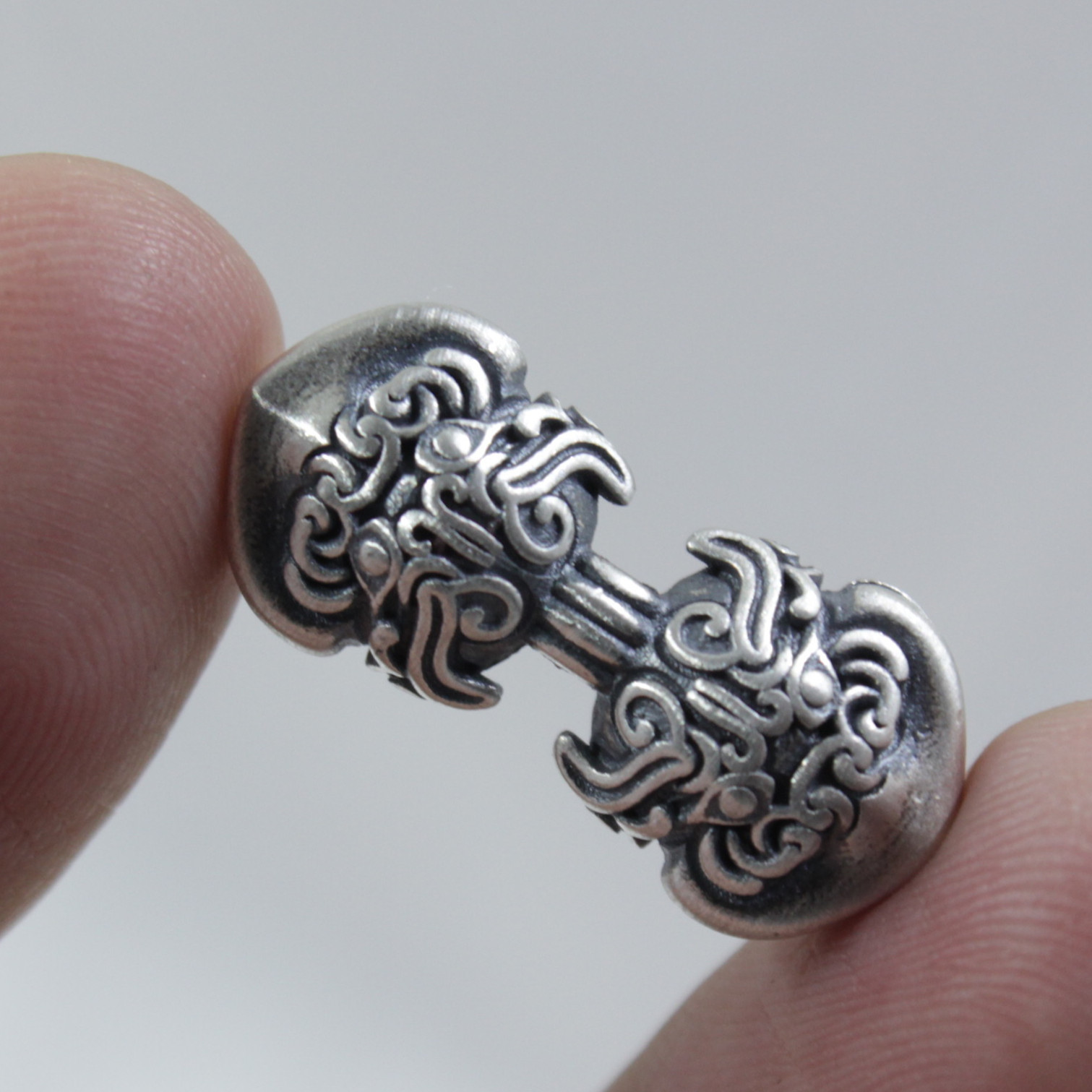 三口千银s925纯银哑光配饰藏传佛教饕餮纹背云配饰计数器配件批发