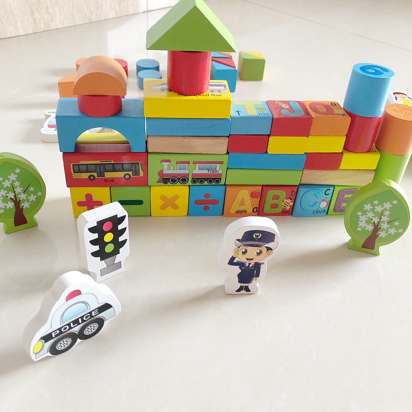 大颗粒100粒大颗积木玩具 宝宝益智diy袋装积木百变拼搭玩具