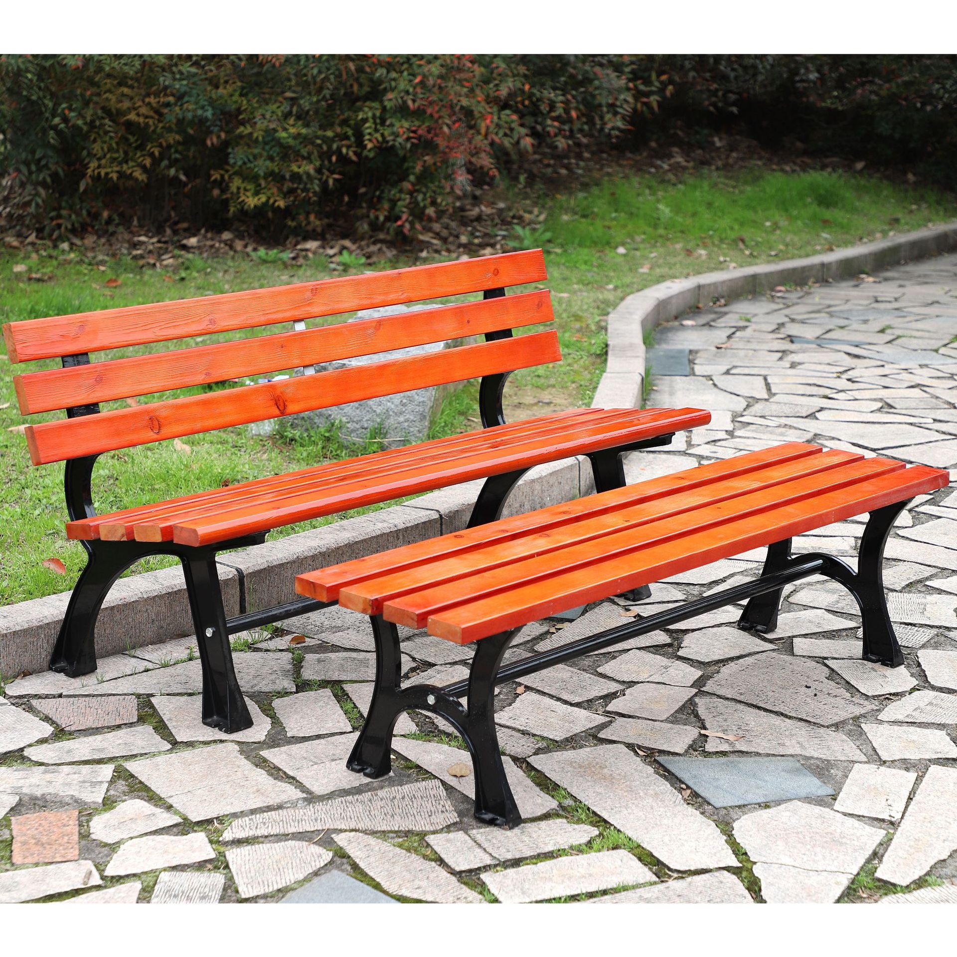 户外休闲椅园林景区休息凳小区实木长椅有无靠背排椅看台座椅