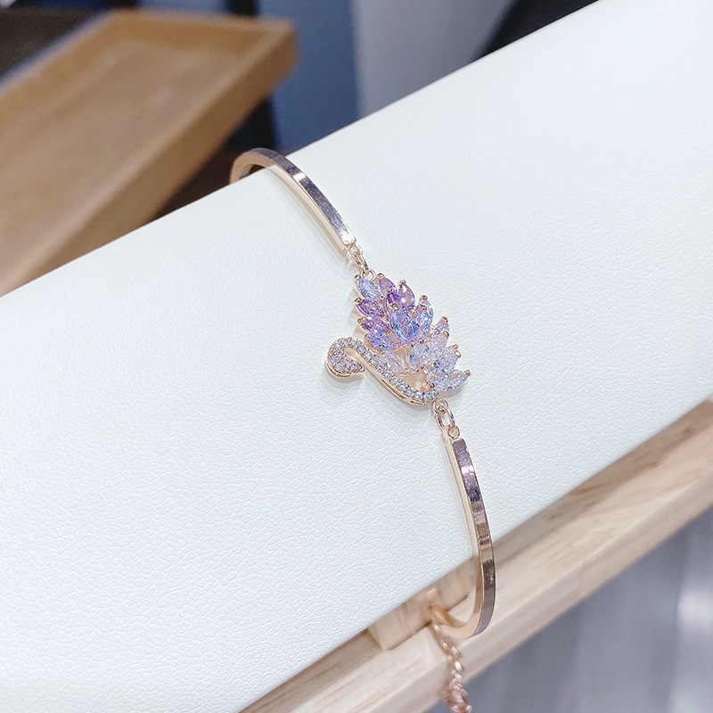 Fashion Gradient Swan Color Zircon Bracelet Japanese and Korean New Popular Jewelry Mori Style Dignified Goddess Jewelry Wholesale