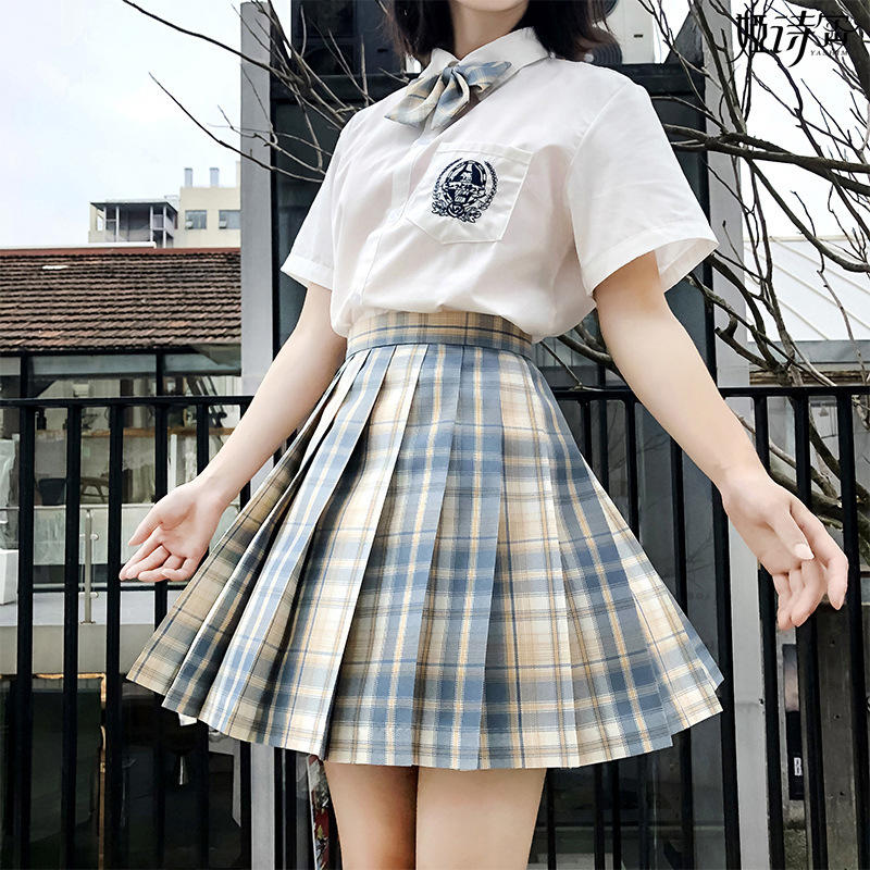 柠檬海盐日系正版jk制服正统格裙学院风半身裙套装学生高腰百褶裙