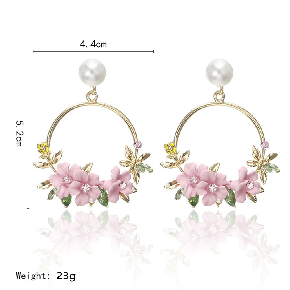 Korean Style Fashionable Elegant Ins Same Style Flower Stud Earrings Female Sweet Polymer Clay Pearl Earrings Flower Earrings Female Hot