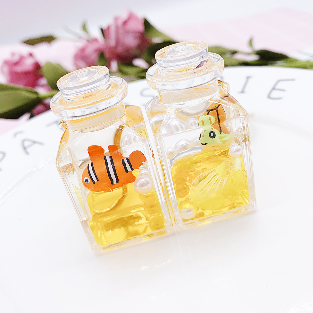 网红新款海洋生物漂流瓶钥匙扣挂件漂浮流沙瓶挂件汽车内饰包吊饰