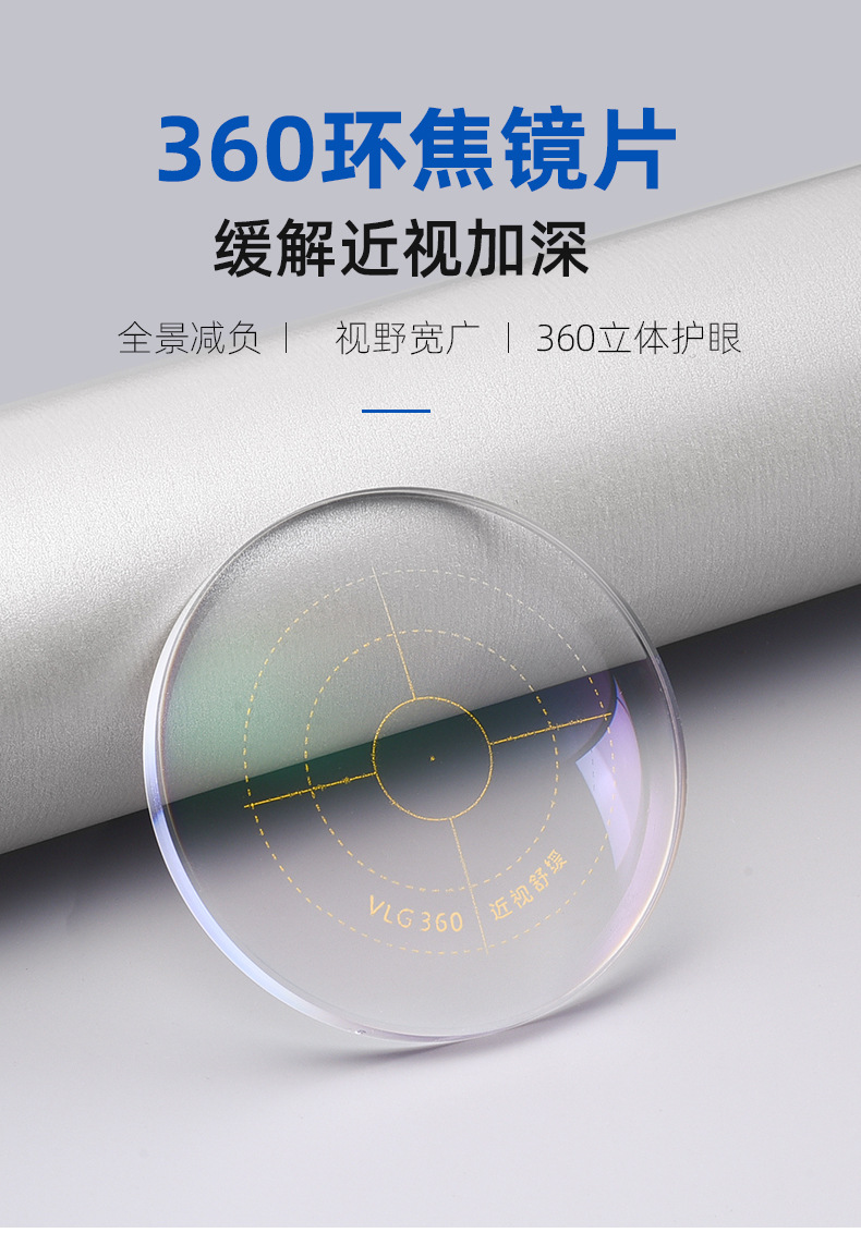 青少年360树脂片环焦近视镜片1.56.1.61 1.67学生防控蓝光全焦点