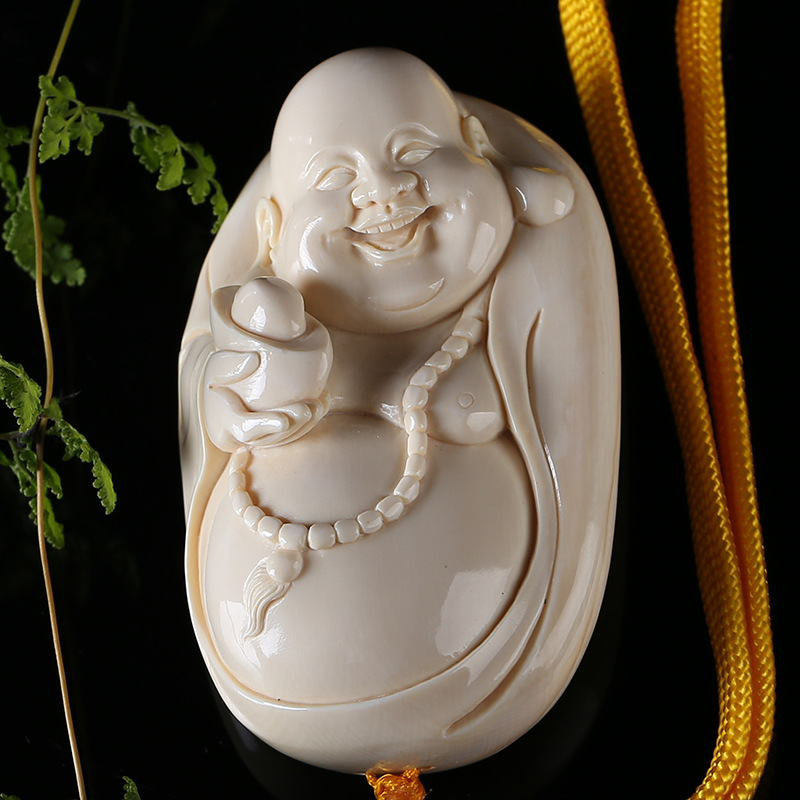 琅琊阁猛犸象牙元宝弥勒佛手把件文玩饰品配饰雕件精品牙雕手把件