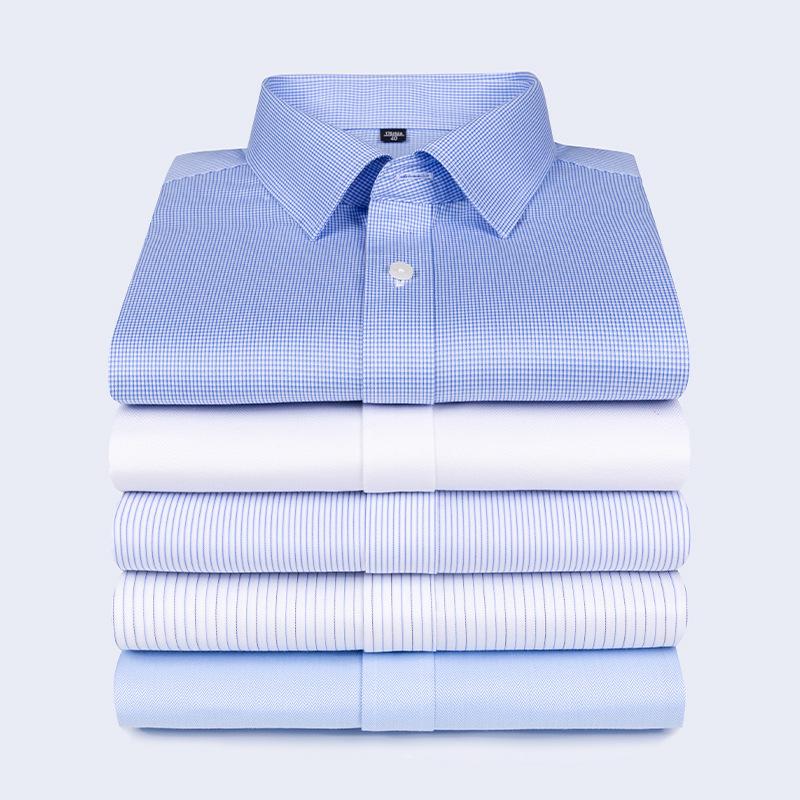 Summer New High-End Anti-Wrinkle DP Cotton Ready-to-Wear Non-Ironing Shirt Men's Business Wear Short Sleeve Shirt Men