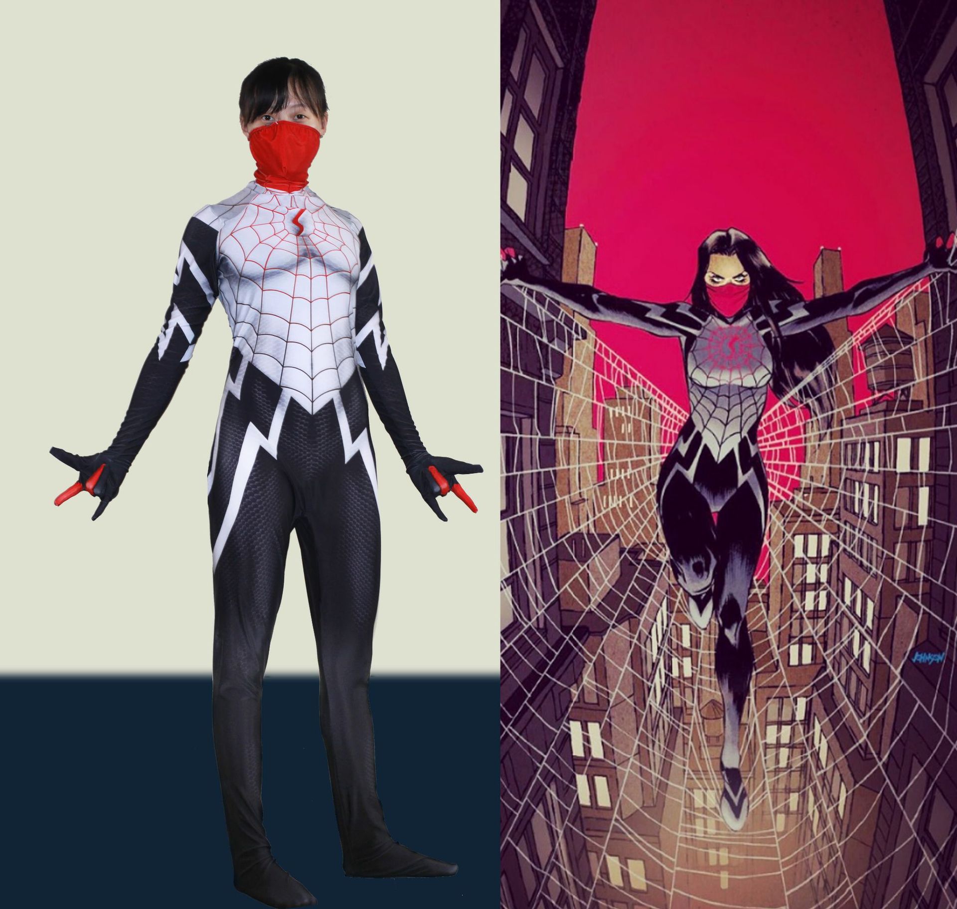 3d数码印花漫威漫画蒙面女蜘蛛侠cosplay连体紧身衣扮演服装