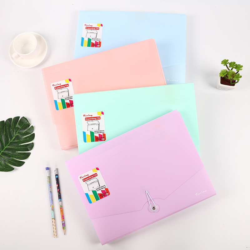糖果色a4文件风琴包试卷收纳风琴夹定做风琴文件袋新款文具13格