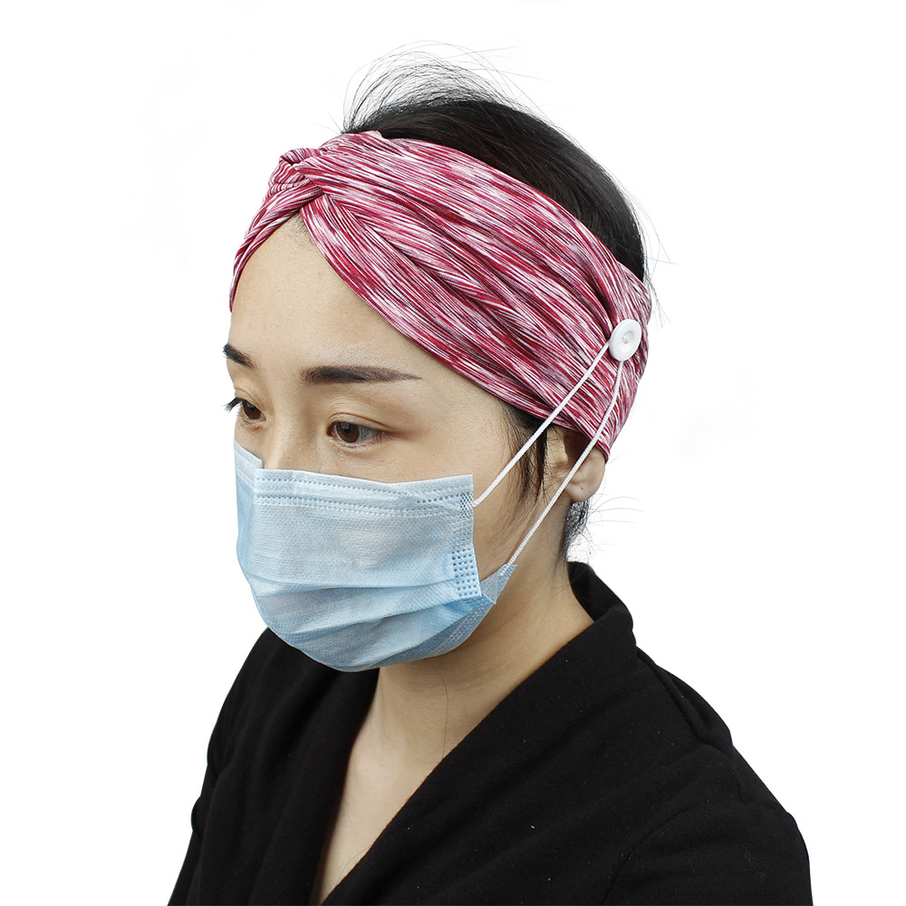 欧美弹力女士固定口罩纽扣发带洗脸发饰瑜伽松紧头巾健身运动发箍