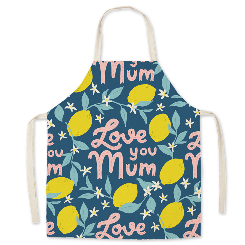 创意卡通亚麻围裙可爱亲子围裙家居清洁围裙动物印花围裙来图定制