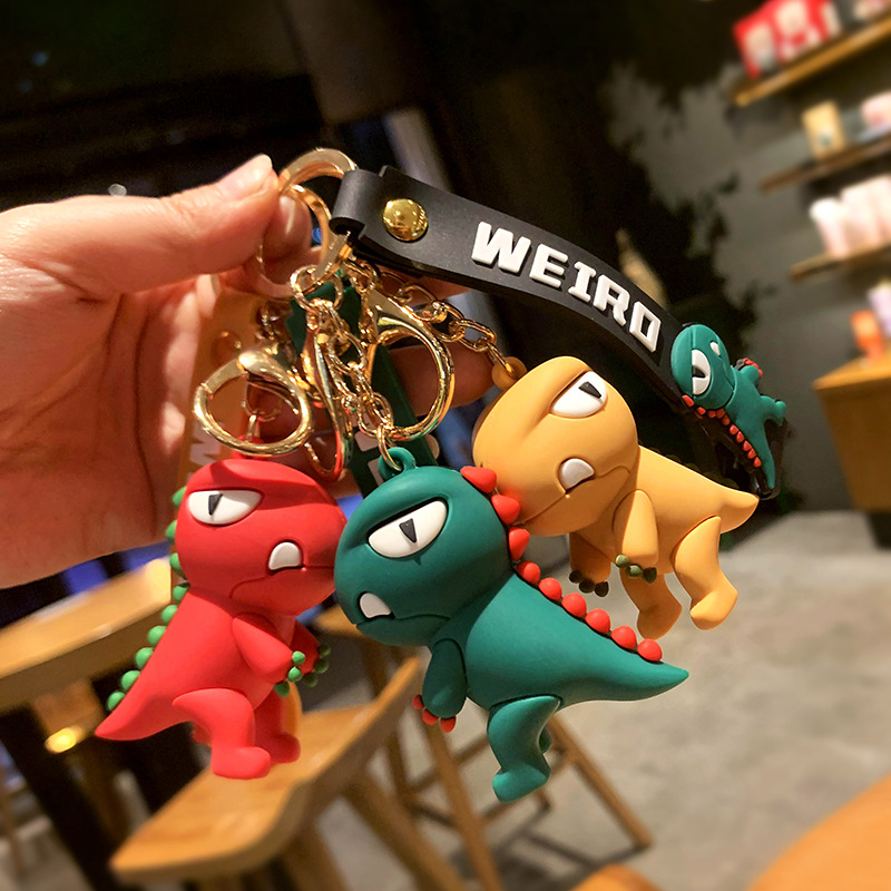 Online Celebrity Dinosaur Keychain Ornaments Pvc Epoxy Cartoon Personalized Three-Dimensional Doll Doll Machine Schoolbag Pendant Wholesale