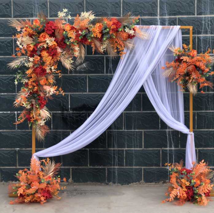 婚庆道具舞台背景架背景铁艺装饰花架定制金色婚礼方形拱门架子