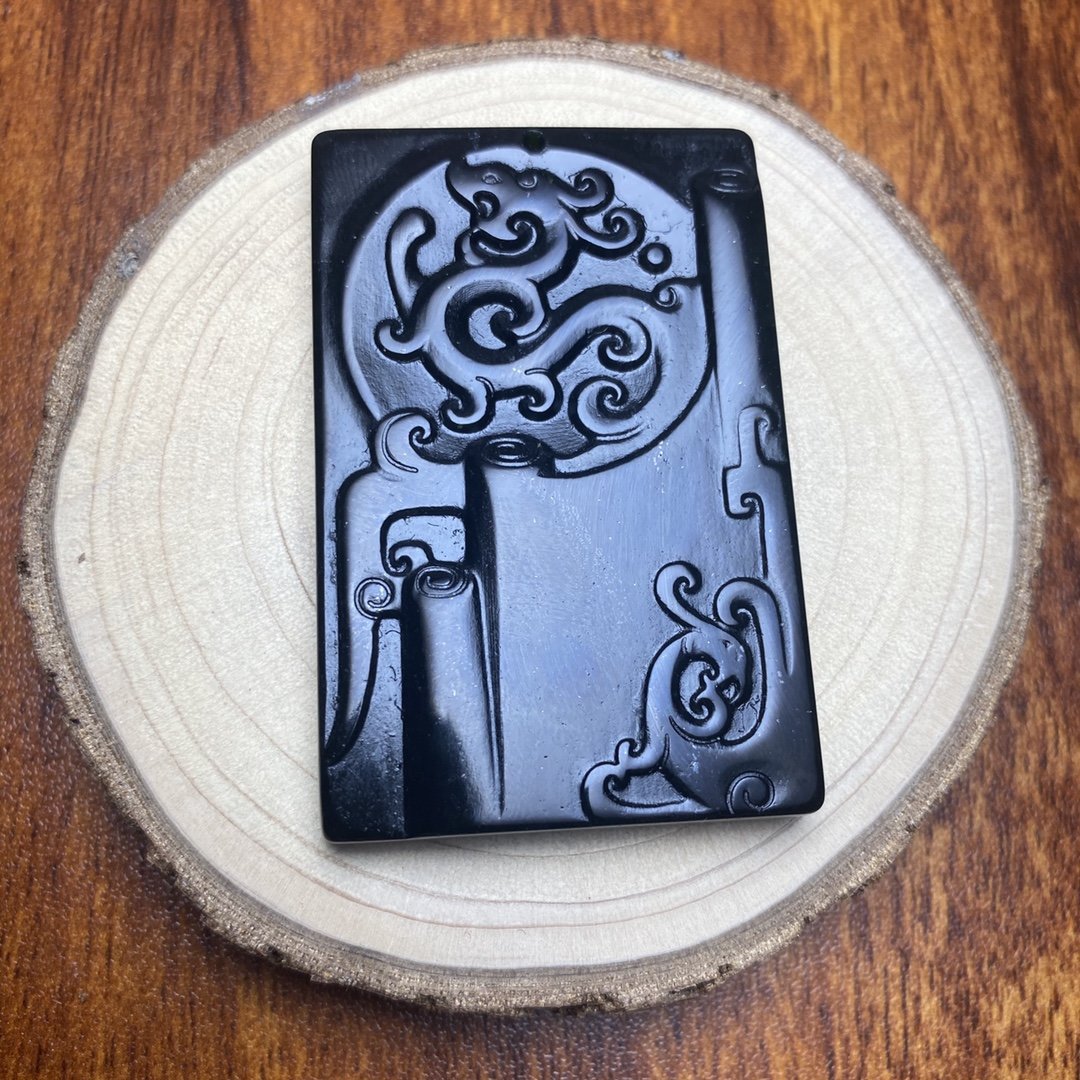 玉器定做墨玉墨绿玉蛇纹石玉仿古龙牌玉坠挂件藏玉陨石仿古牌子