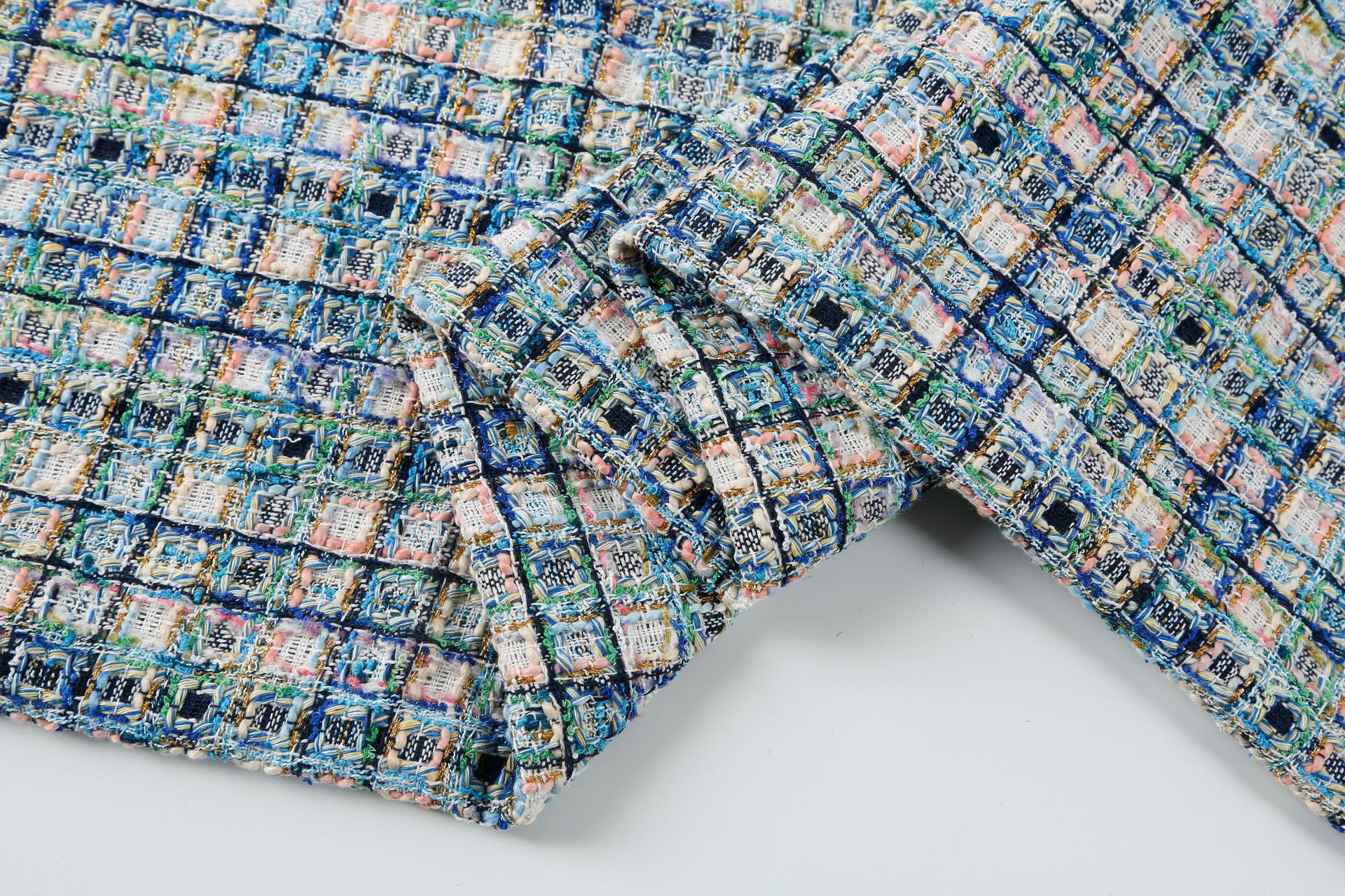 aw19058小香风布料 粗纺编织花呢 小香风外套面料 时装半身裙布料