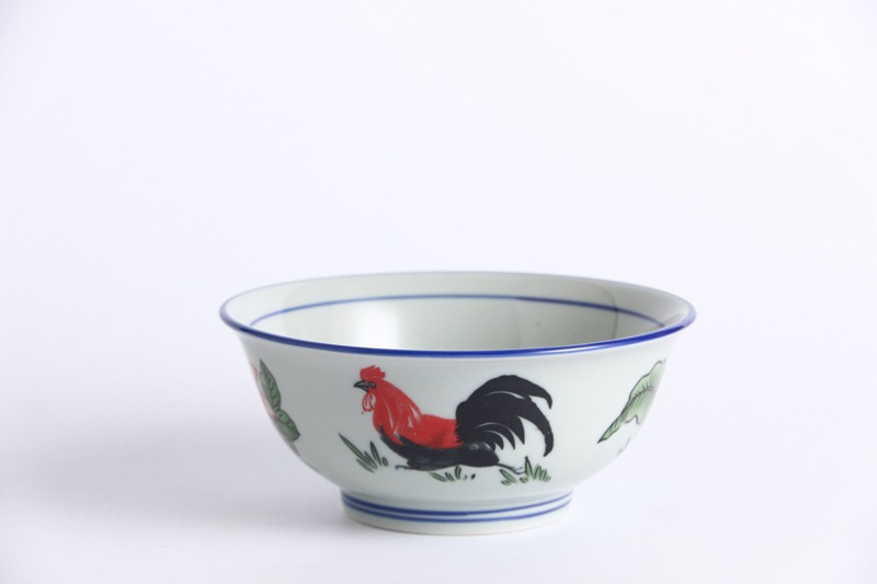 高温釉下彩公鸡碗 陶瓷面碗 可仙碗反口粥汤碗 logo 结实耐损采购价格