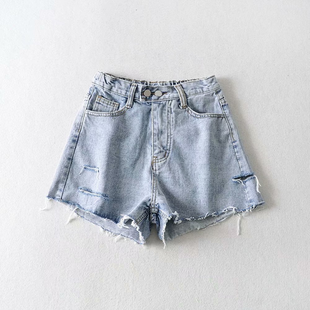 欧美毛边牛仔短裤