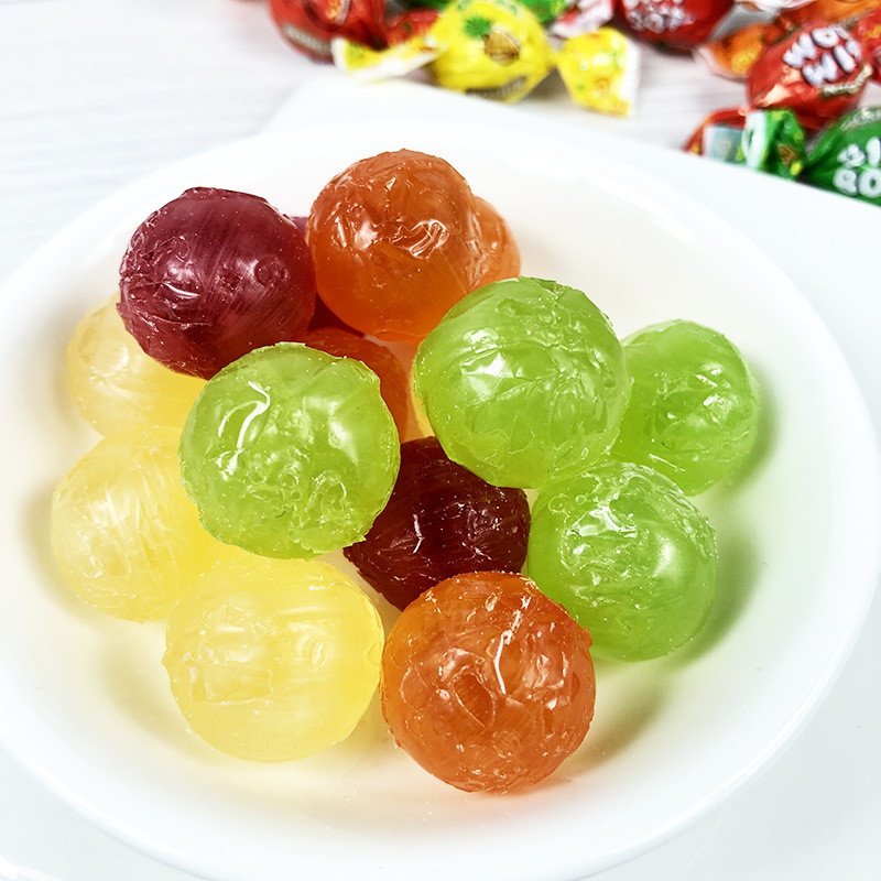 俄罗斯如胜乒乓夹心硬质糖果水果混合口味办公室休闲零食批发