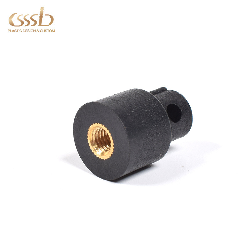 尼龙加玻纤注塑件pp塑料件内包铜芯铜螺母铜嵌件一体成型注塑