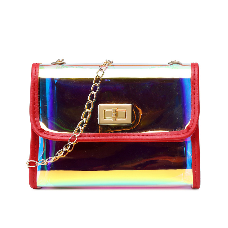 Trendy Unique Laser Small Square Bag All-Match Dual-Use Mother and Child Bag Fashion Chain Shoulder Bag Crossbody Cell Phone Small Bag Lot