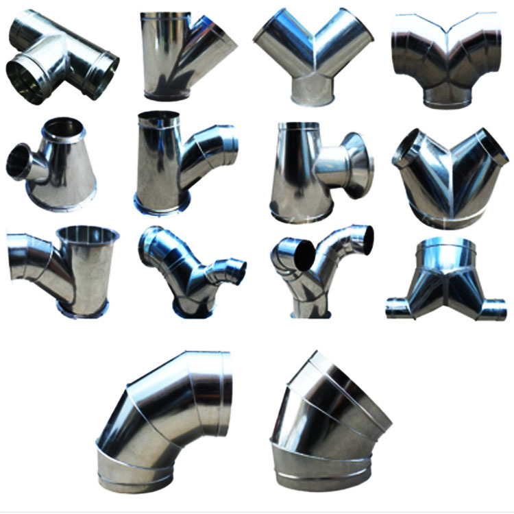 不锈钢螺旋风管配件焊接t三通不锈钢裤衩三通45度弯头90度弯头