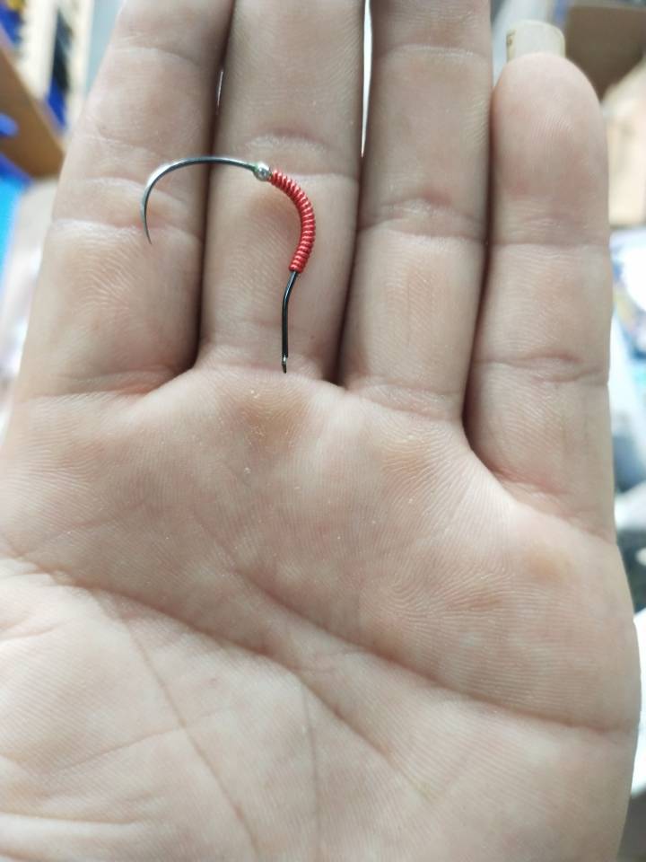 问号带配重纯手工虾钩无倒刺虾场专用钓虾钩河虾勾虾钓虾钩配重铜