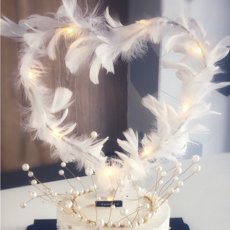 厂家 小仙女蛋糕装饰 网红羽毛 百变羽毛 心形羽毛蛋糕装饰摆件