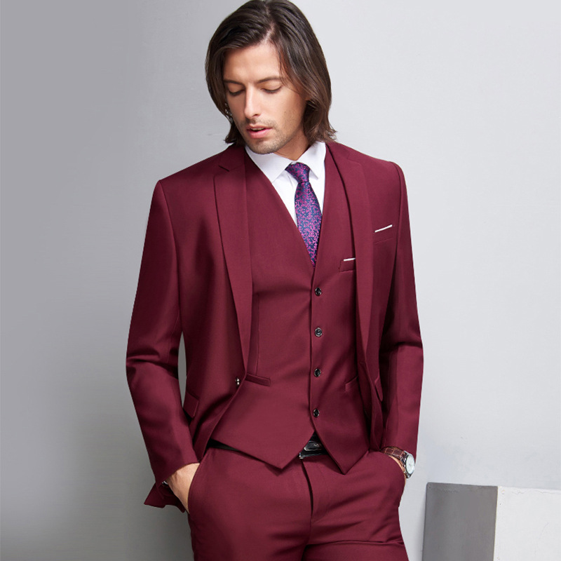 西服套装男士新郎宴会结婚礼服修身西装影楼三件套正装工装外贸秋