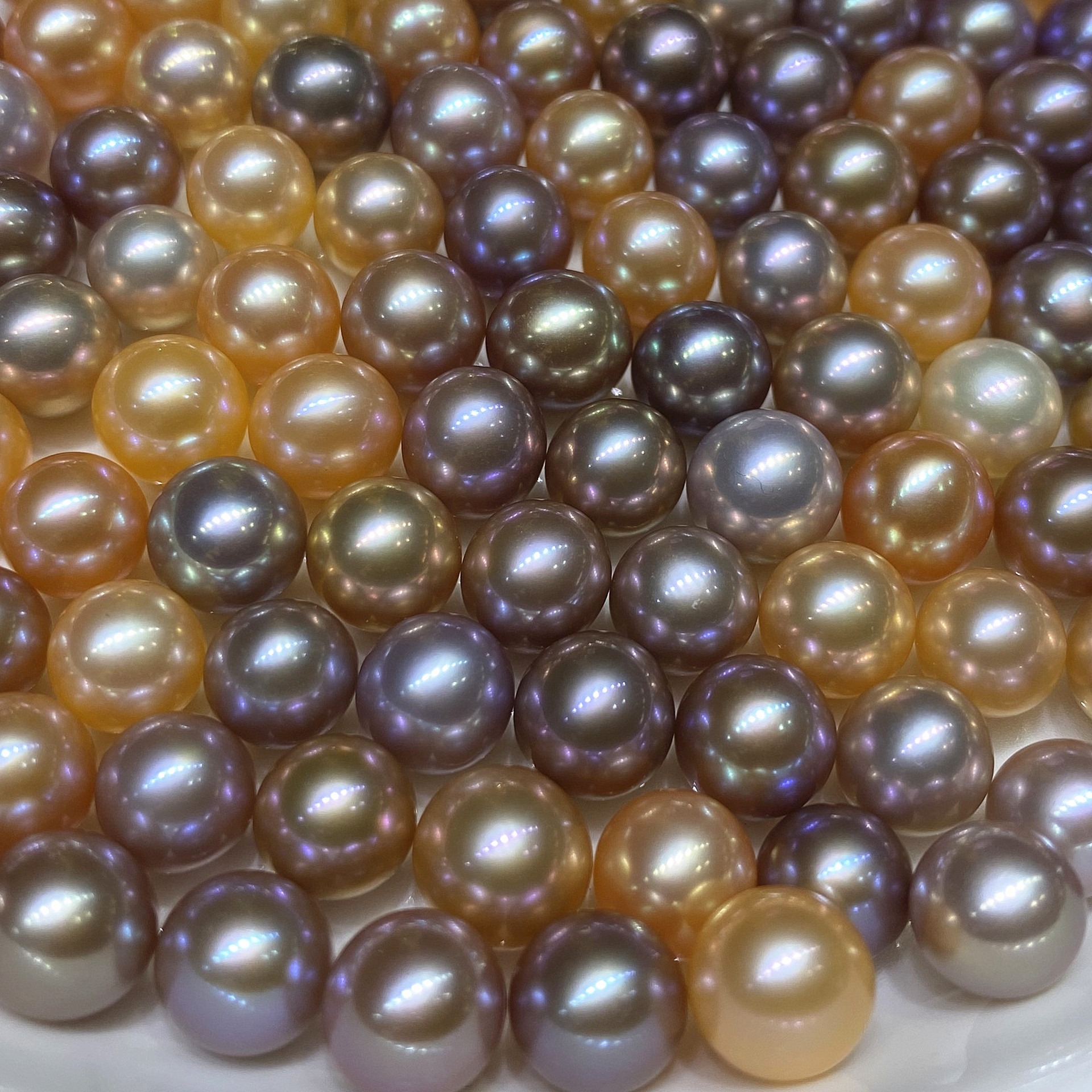 天然淡水珍珠7-12mm裸珠紫珠散珠 正圆强光极微瑕厂家直销批发