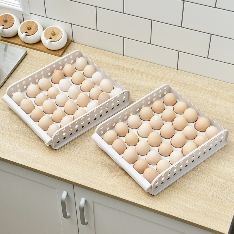 冰箱收纳鸡蛋架单层可叠加双层四层冰箱收纳保鲜食材整理盒
