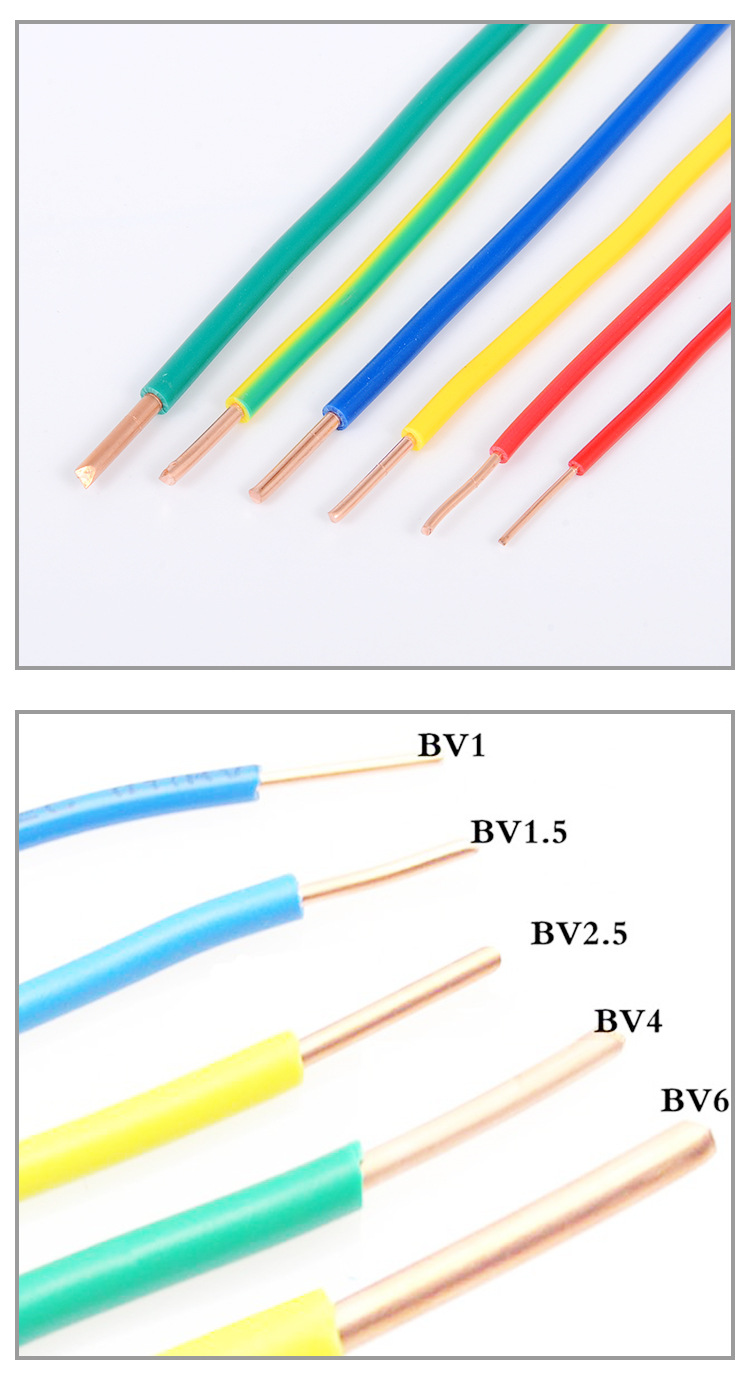 铜芯电缆bv1平方家装电线 单股铜硬芯nhbv 多规格平方国标电线