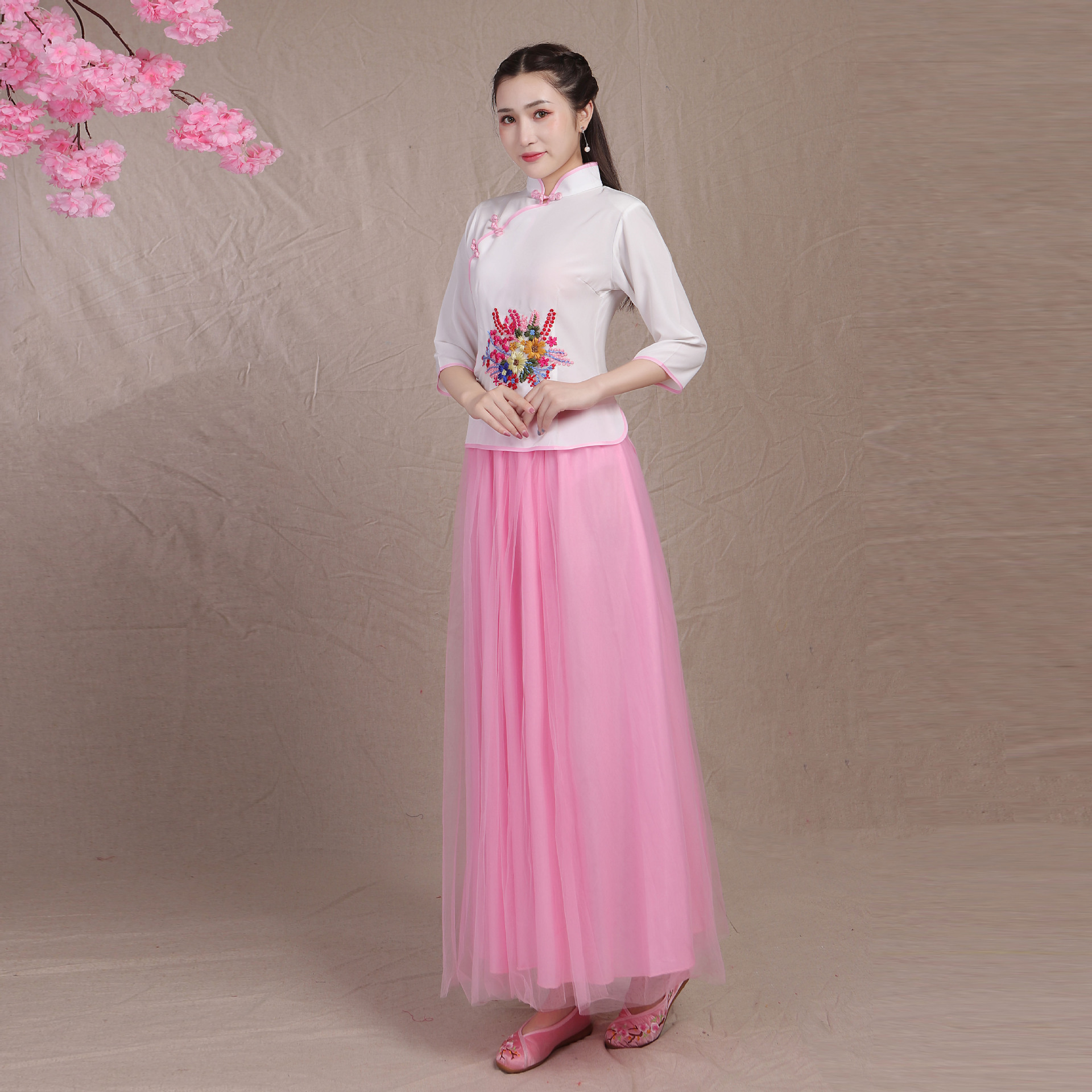 民国成人小姐装套装古装小凤仙戏服古筝演出服合唱表演服