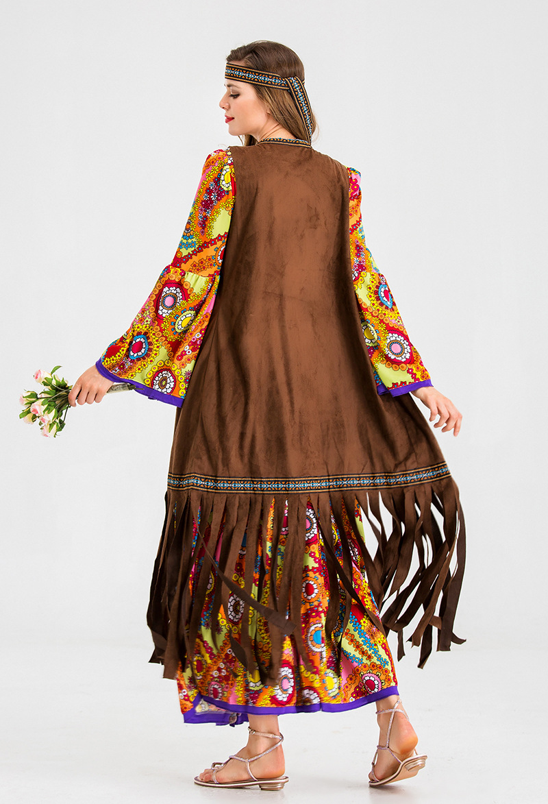 万圣节角色服服装 复古70年代迪斯科嬉皮士土著舞台演出服批发