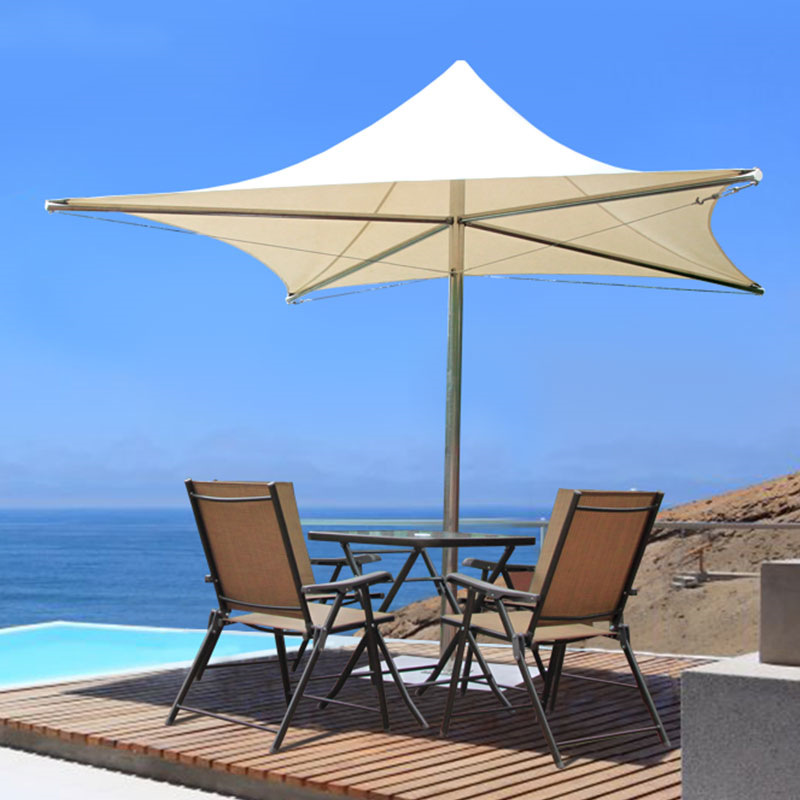 户外钢膜结构棚拉膜异形伞景观公园沙滩广场海边停车棚遮阳帆伞-阿里